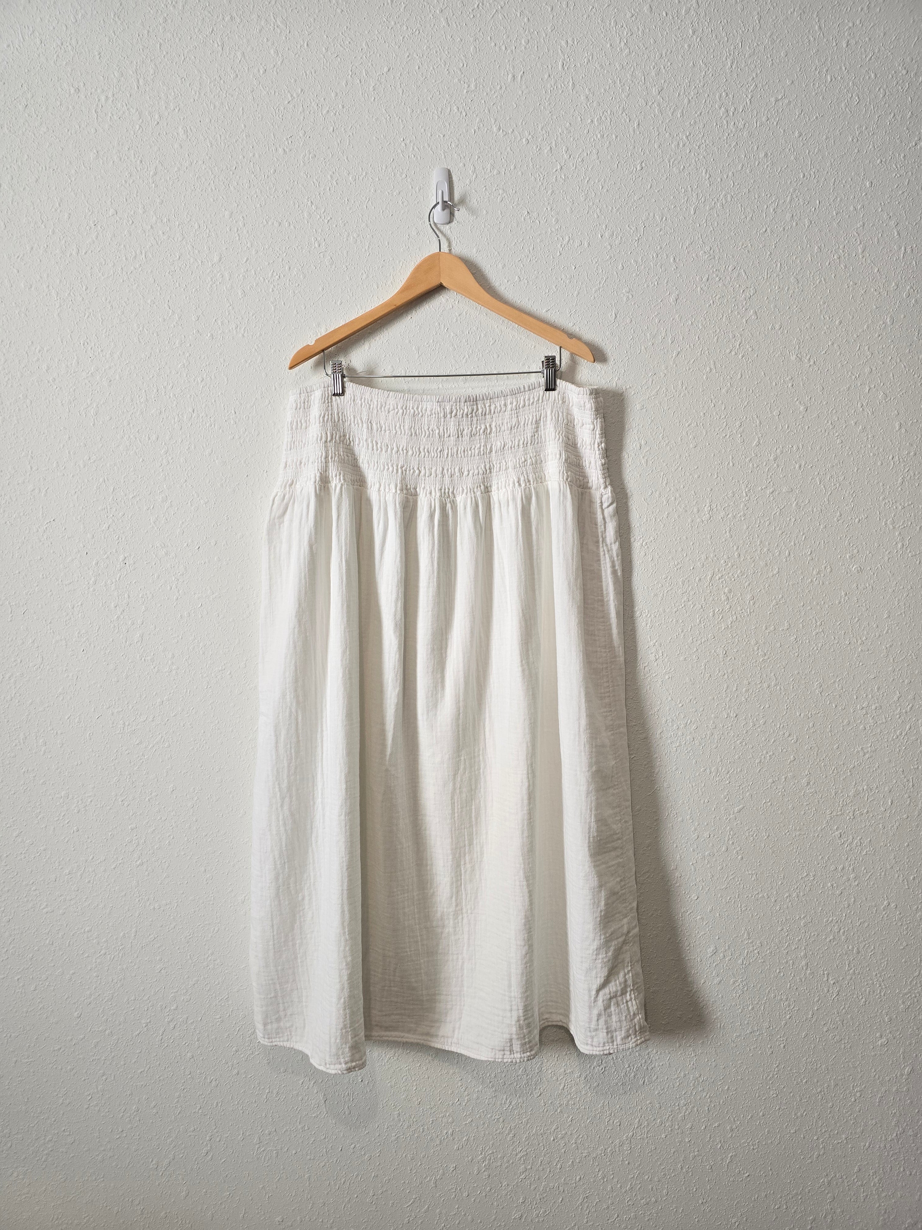 White Cotton Gauze Maxi Skirt (XL)