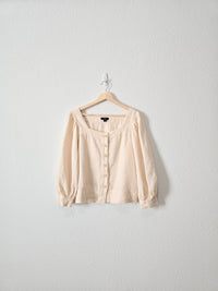 J.Crew Linen Puff Sleeve Top (M)