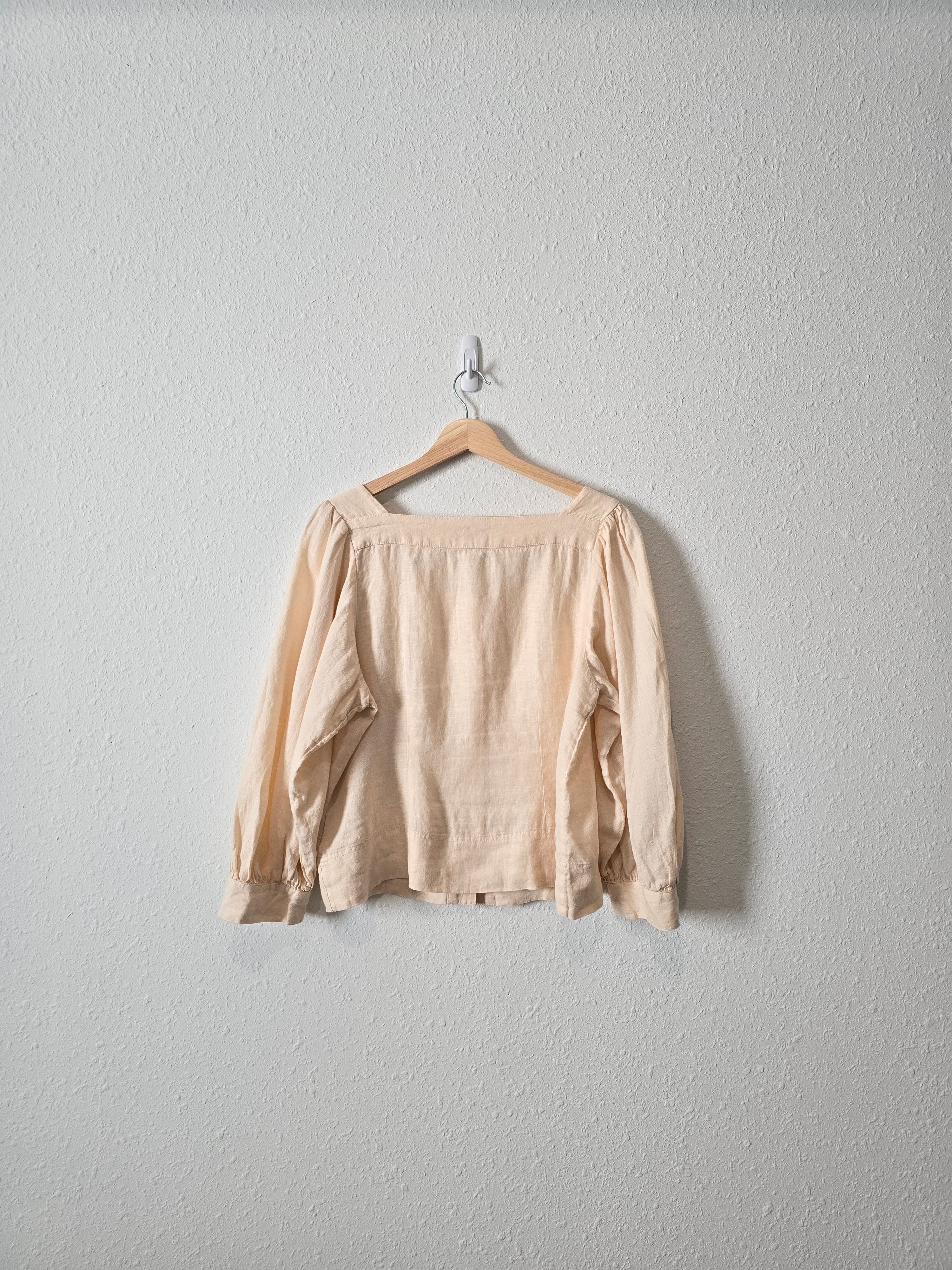 J.Crew Linen Puff Sleeve Top (M)