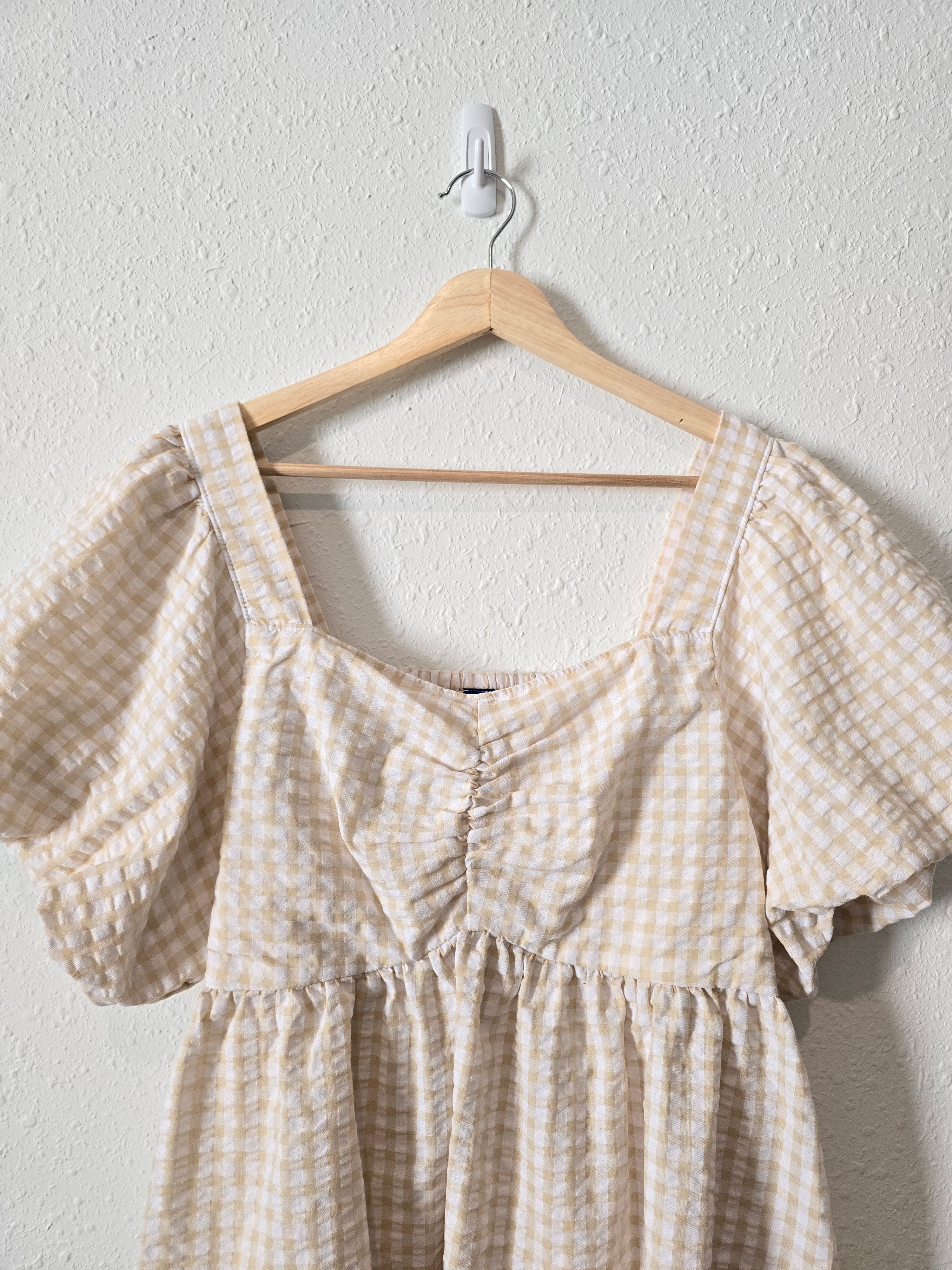 Gingham Puff Sleeve Top (L)