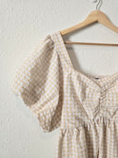 Gingham Puff Sleeve Top (L)