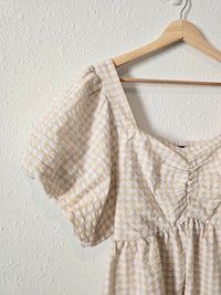 Gingham Puff Sleeve Top (L)