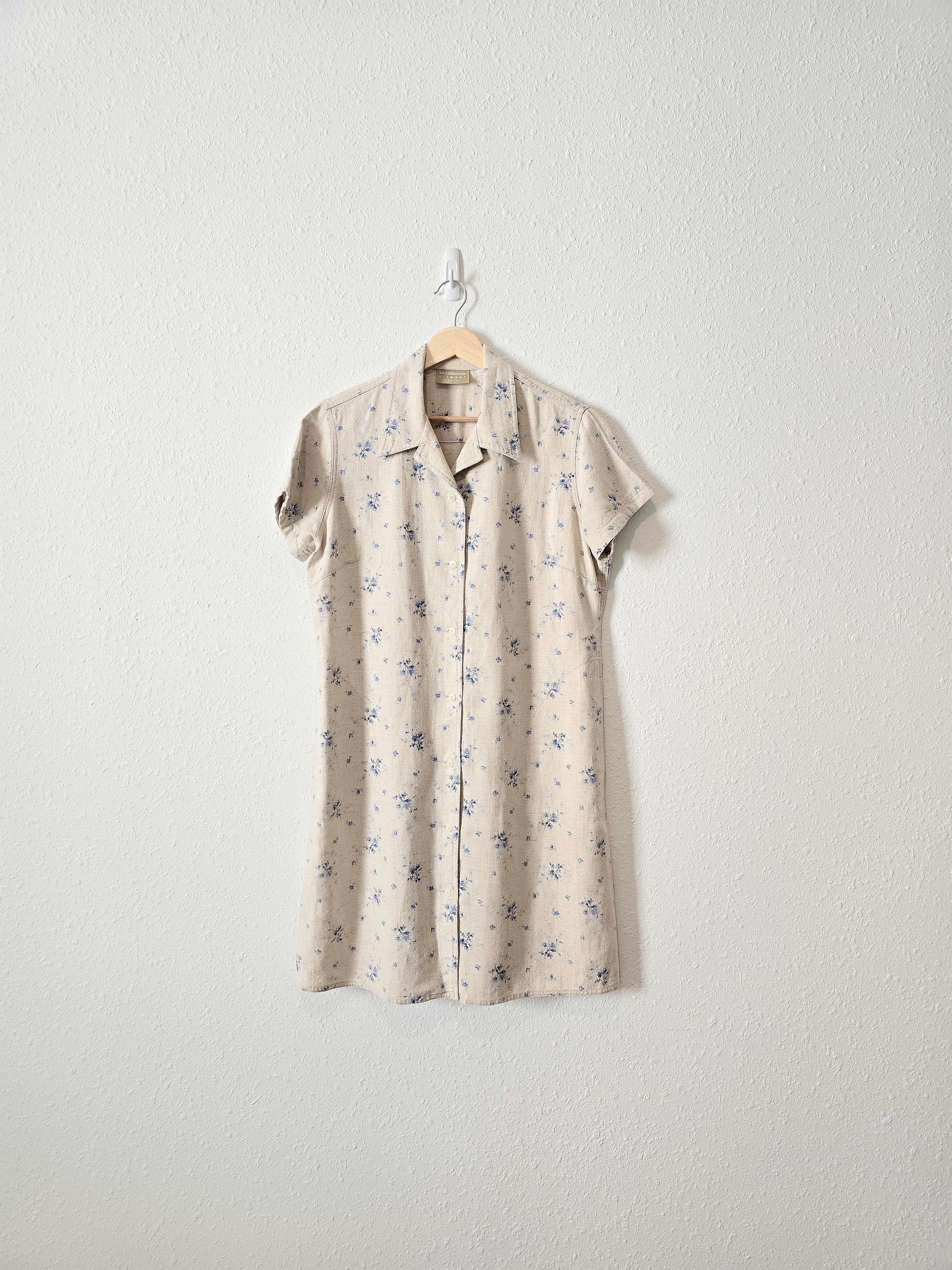 Vintage Floral Linen Blend Dress (10P)