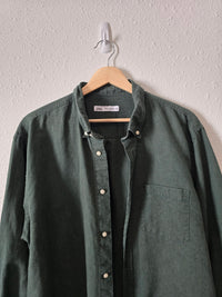 Zara Green Linen Blend Button Up (XL)