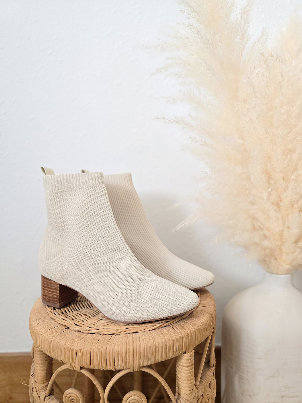 Joie Cream Knit Booties (9)