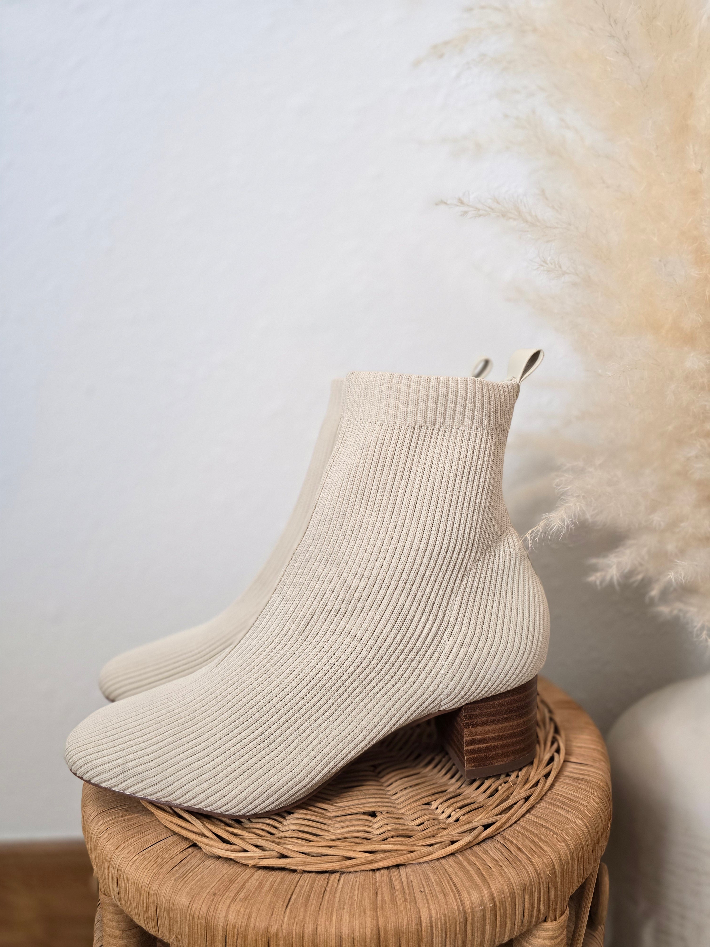 Joie Cream Knit Booties (9)