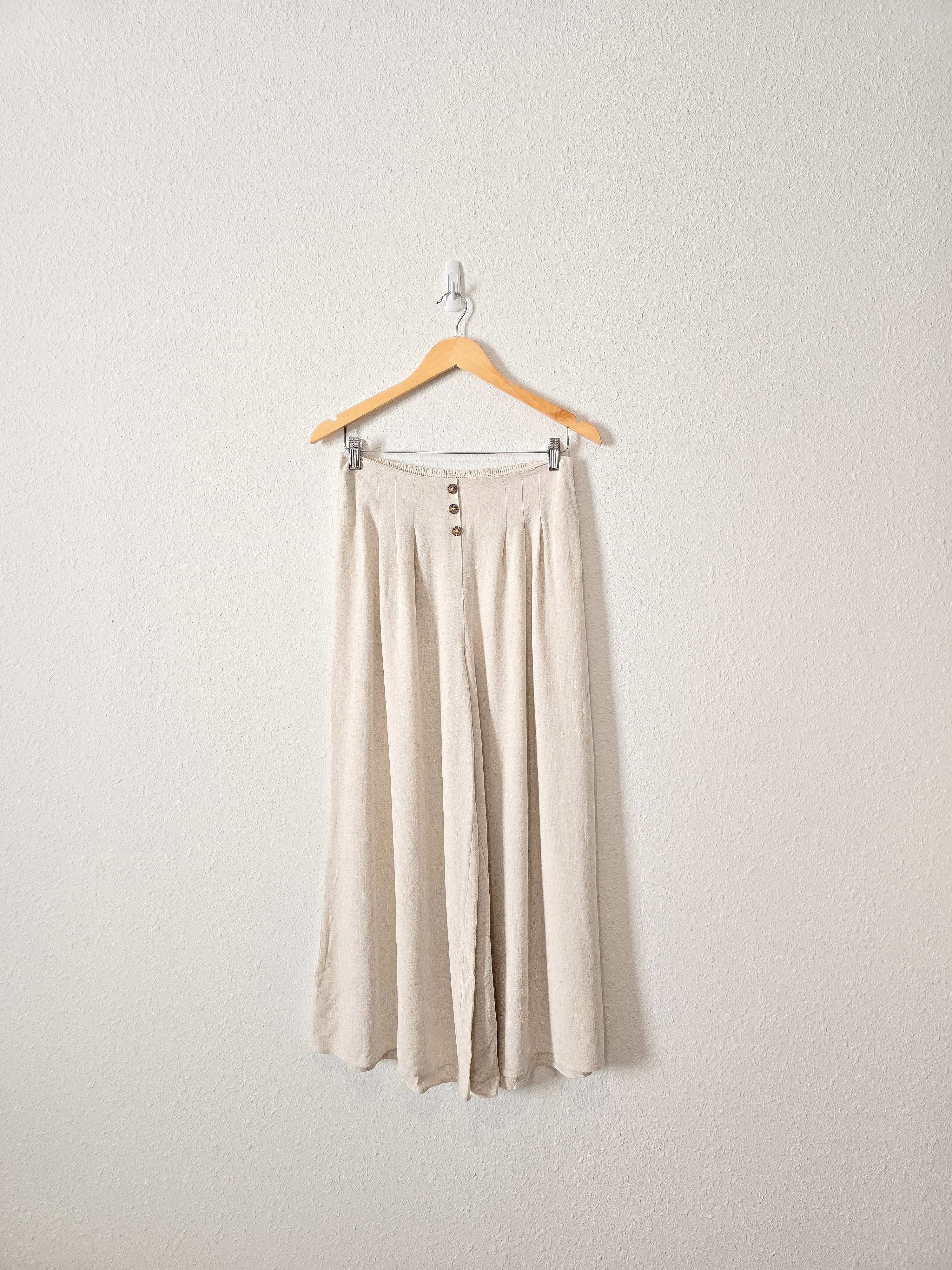 NEW Wide Leg Linen Blend Pants (L)