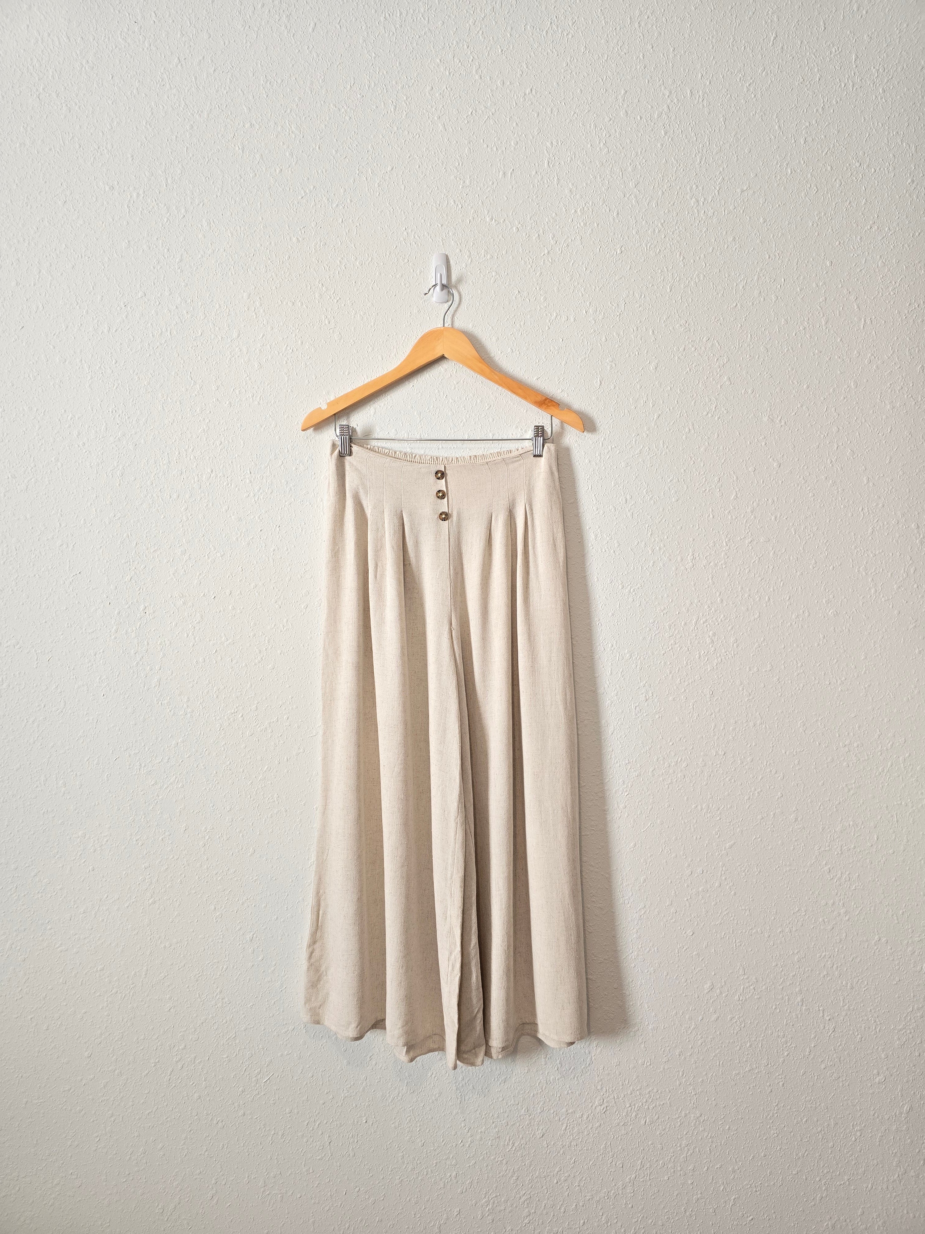 NEW Wide Leg Linen Blend Pants (L)