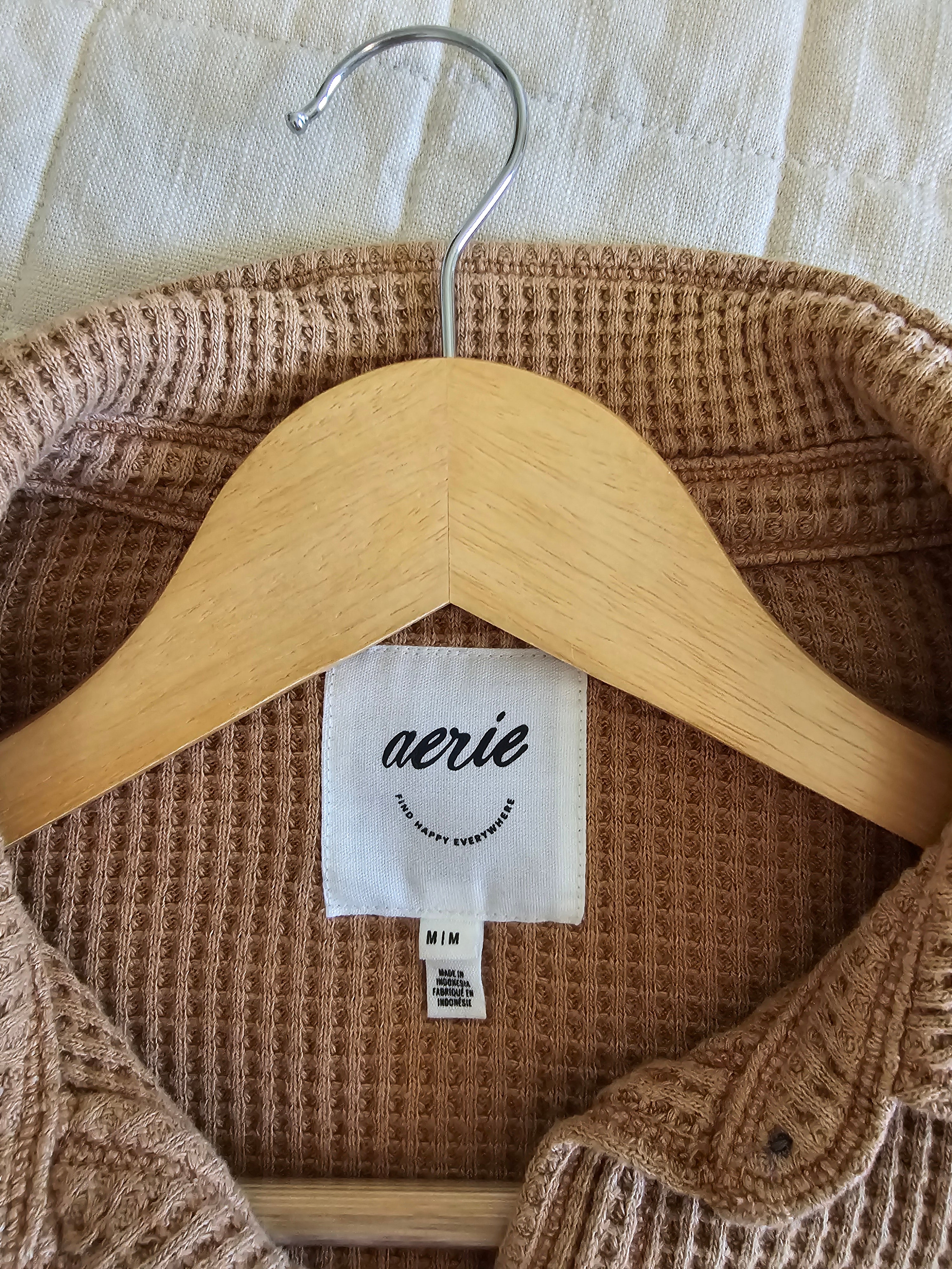 Aerie Oversized Waffle Button Up (M)