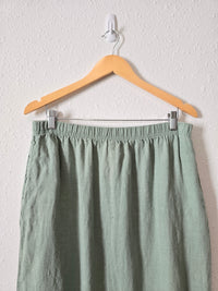 Vintage Green Linen Maxi Skirt (L)