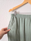 Vintage Green Linen Maxi Skirt (L)