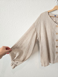 Oversized Button Up Linen Shirt (S)