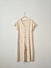 Button Up Wide Leg Jumpsuit (L)