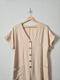 Button Up Wide Leg Jumpsuit (L)