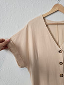 Button Up Wide Leg Jumpsuit (L)