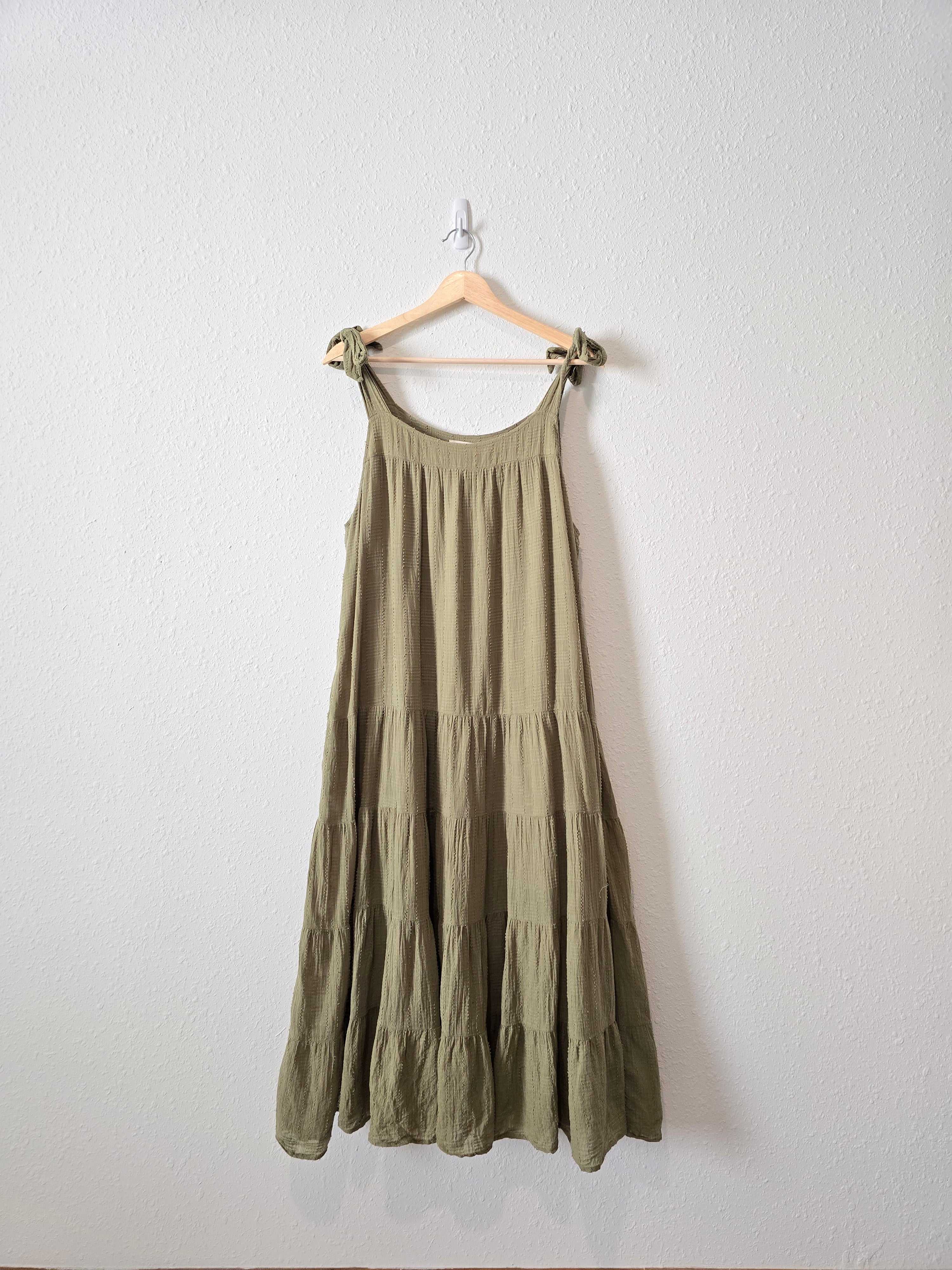 Olive Textured Midi Dress (XL)