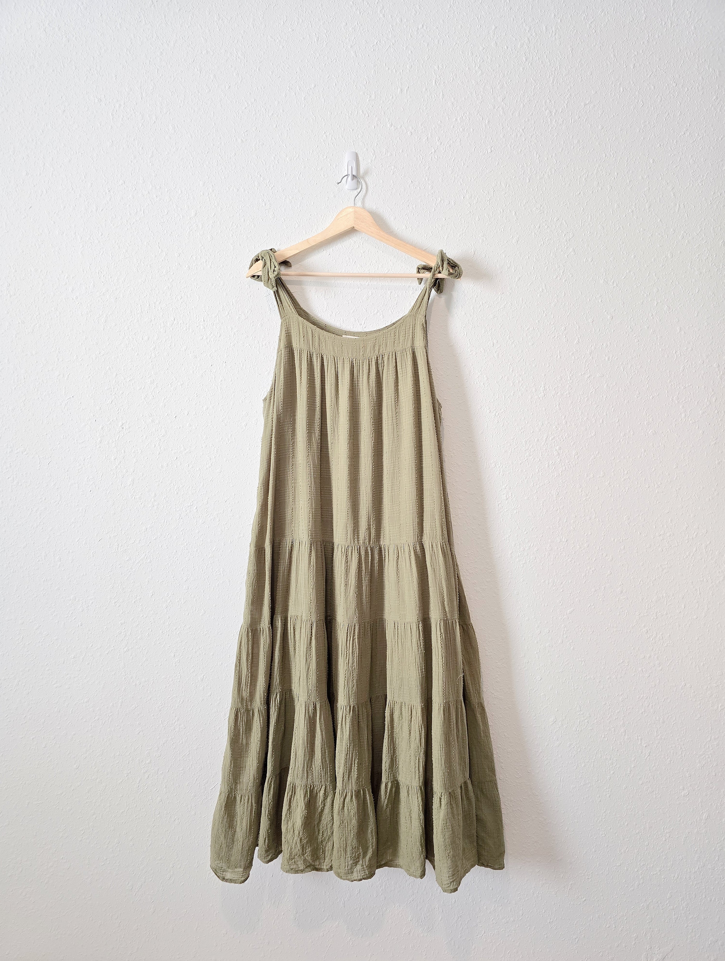 Olive Textured Midi Dress (XL)