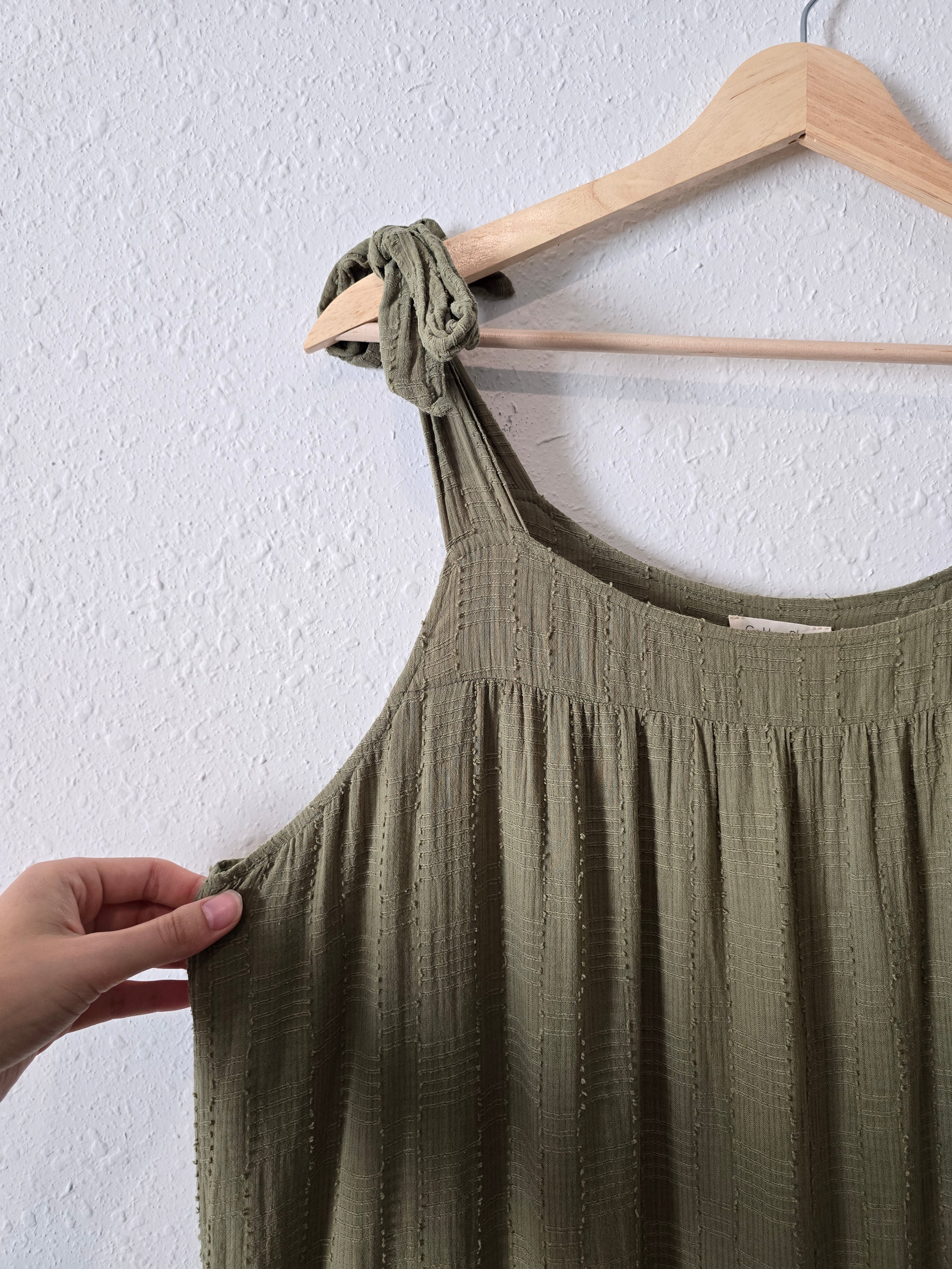 Olive Textured Midi Dress (XL)