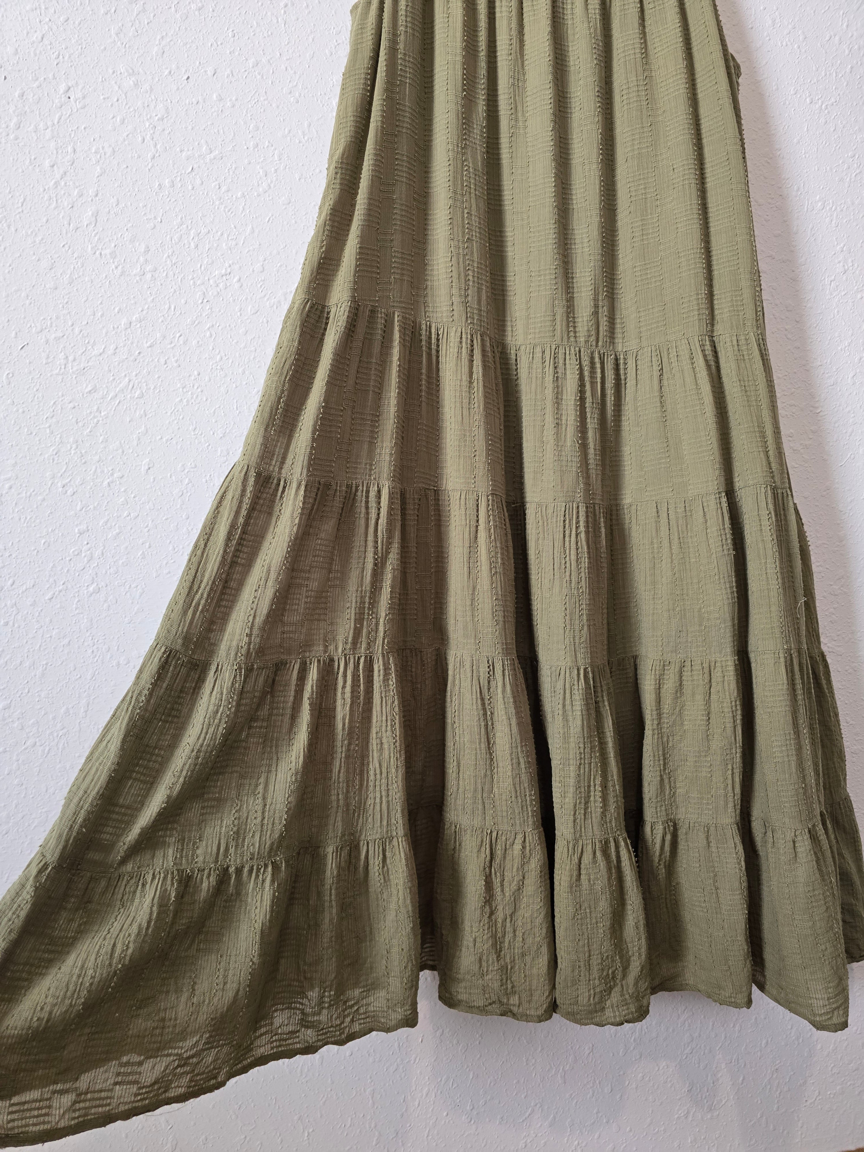 Olive Textured Midi Dress (XL)