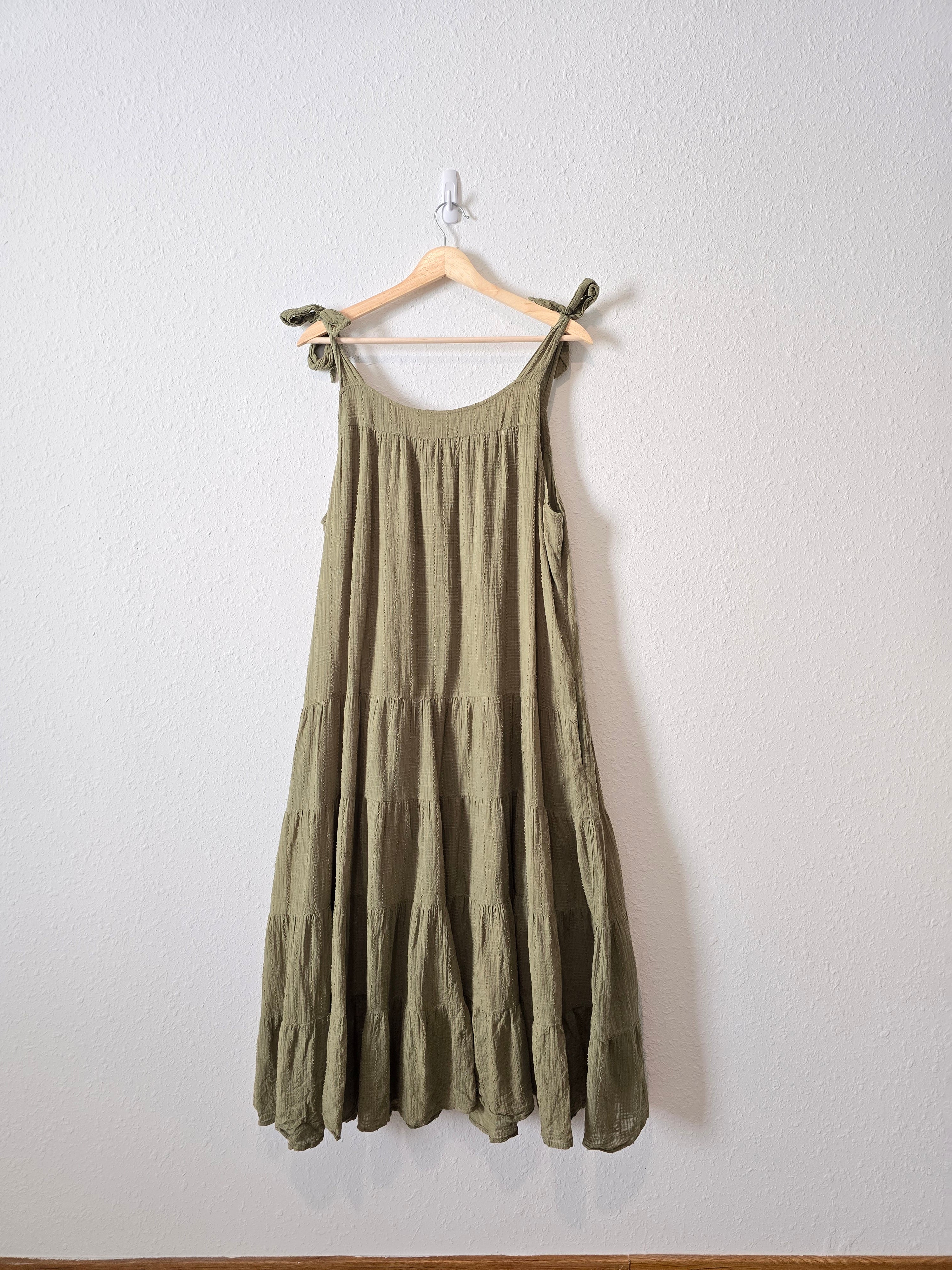 Olive Textured Midi Dress (XL)