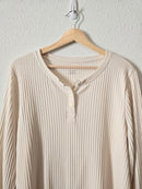 Cream Ribbed Henley Tee (XXL)