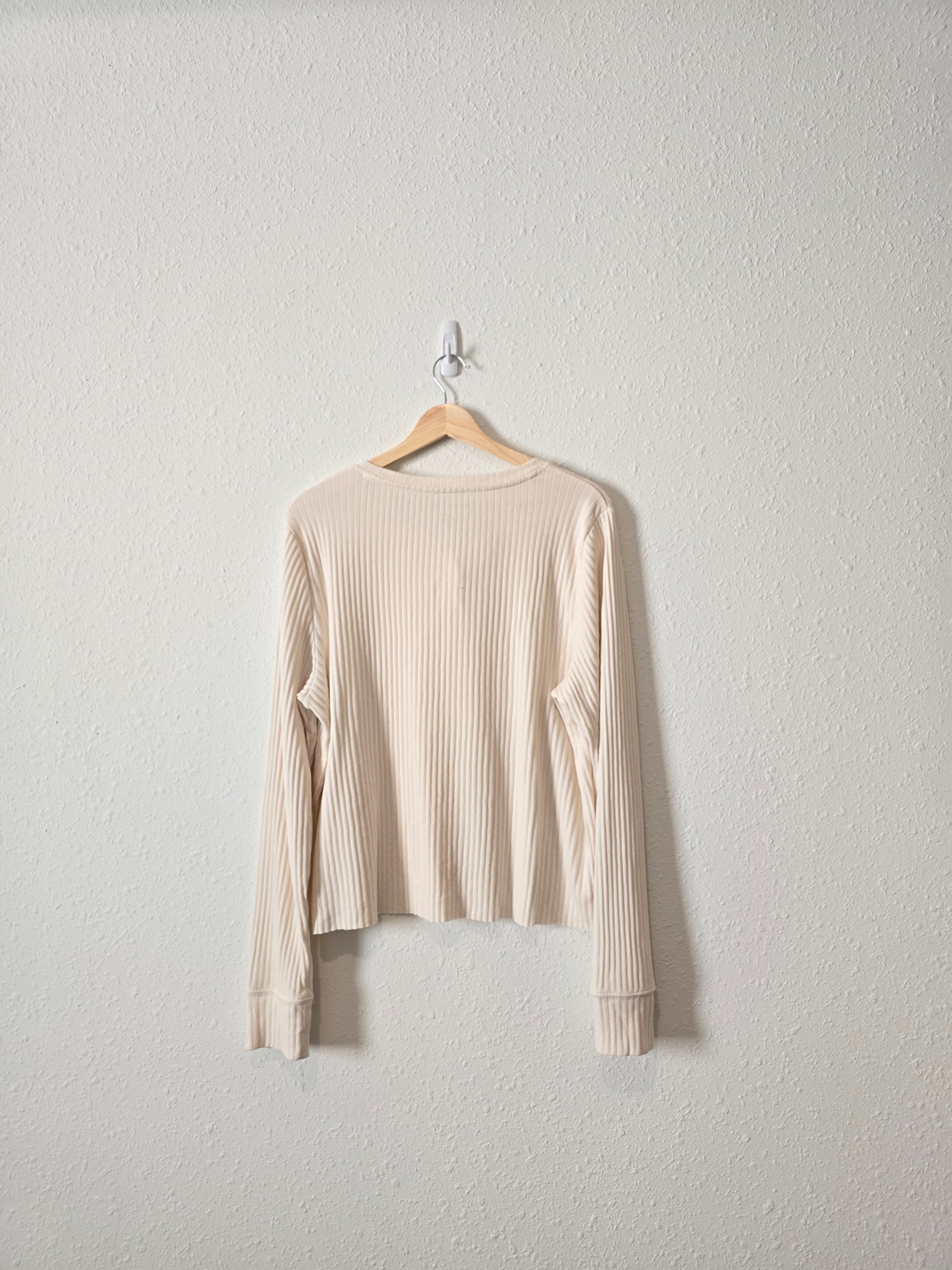 Cream Ribbed Henley Tee (XXL)