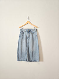 High Rise Denim Midi Skirt (8)