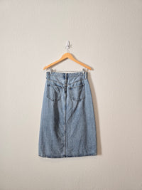 High Rise Denim Midi Skirt (8)