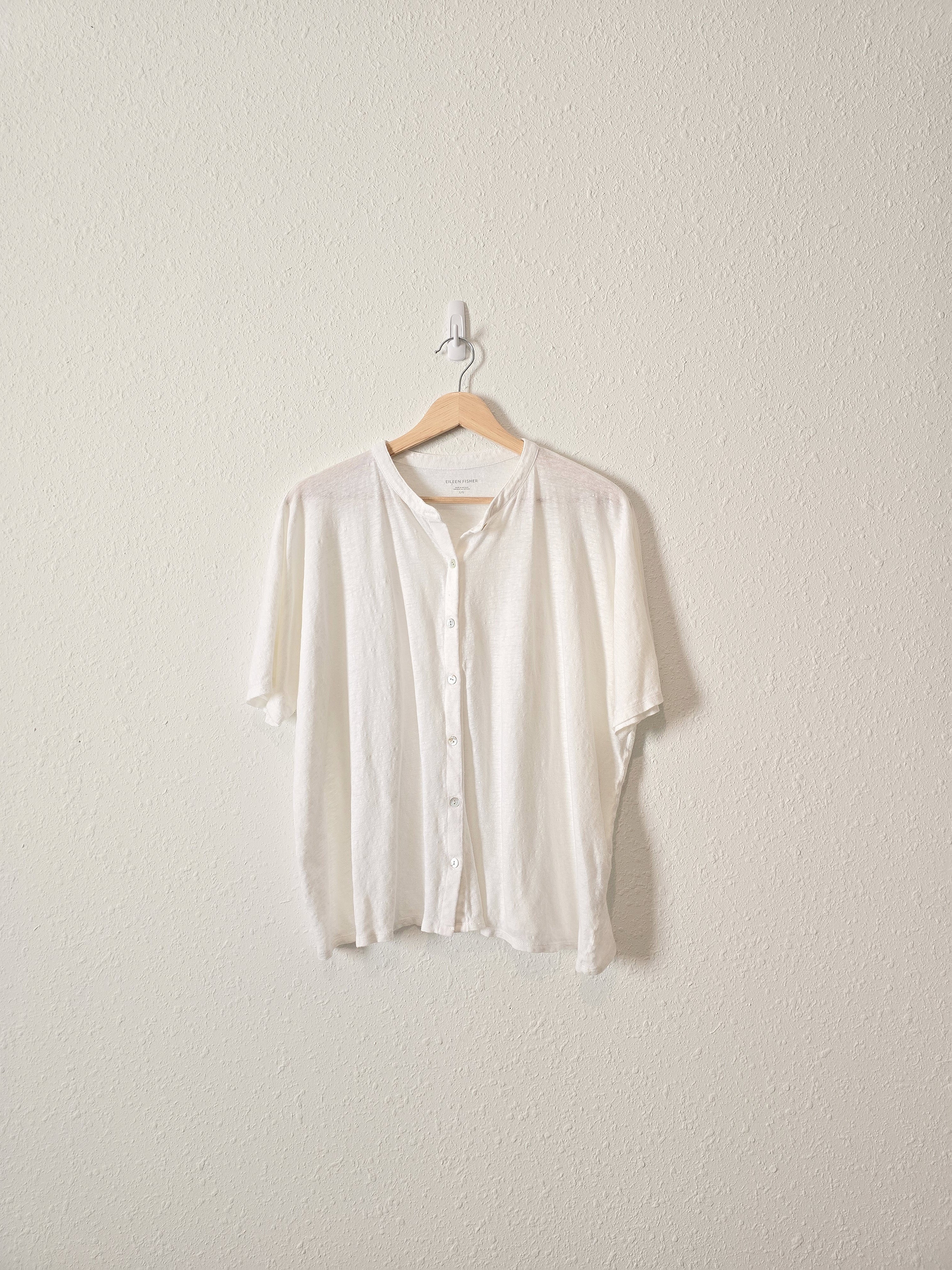 Eileen Fisher Linen Button Up Tee (L)