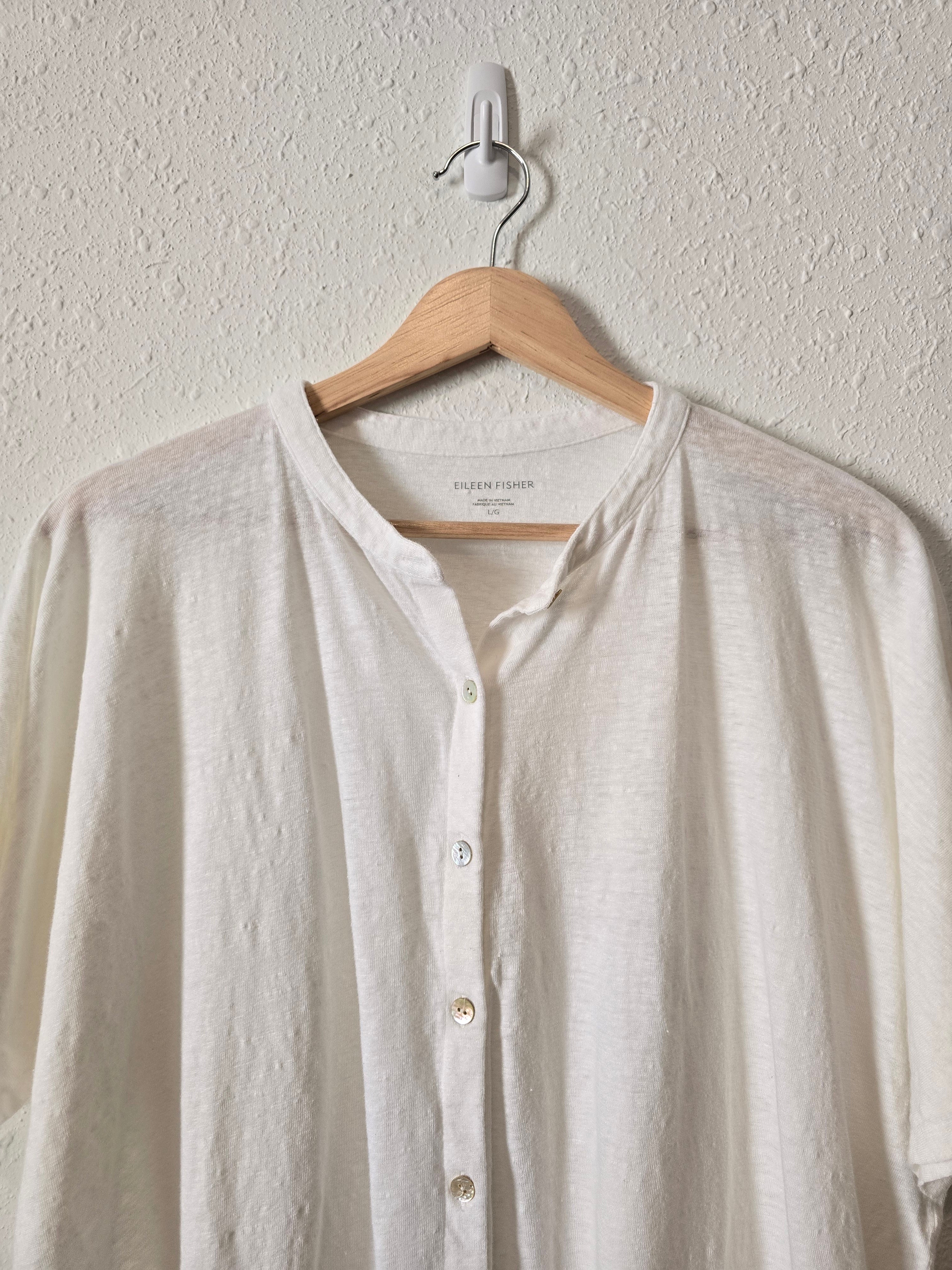 Eileen Fisher Linen Button Up Tee (L)