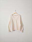 Cream Ribbed Knit Sweater (XL)