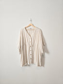 Button Up Linen Blend Tunic (L)