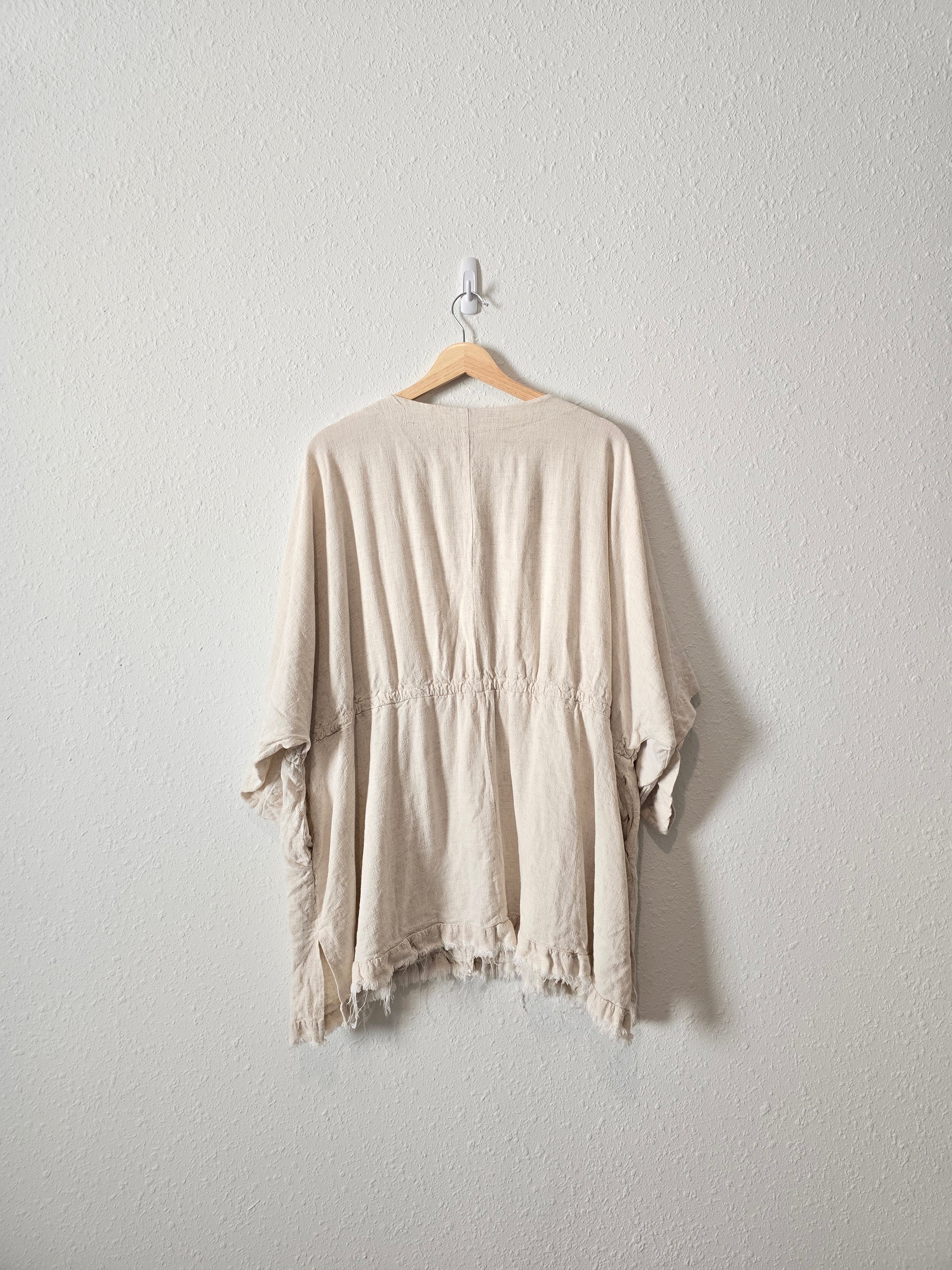 Button Up Linen Blend Tunic (L)