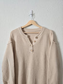 Oversized Waffle Henley Sweater (S)