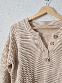 Oversized Waffle Henley Sweater (S)