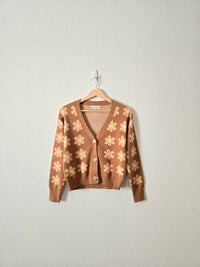 Brown Floral Button Up Sweater (M)