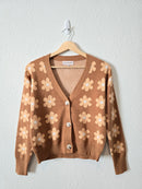 Brown Floral Button Up Sweater (M)