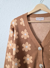 Brown Floral Button Up Sweater (M)