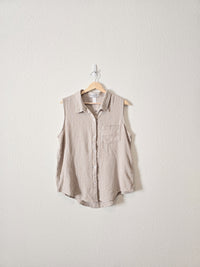 Gingham Linen Button Up Tank (L)