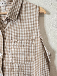 Gingham Linen Button Up Tank (L)