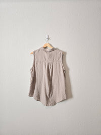 Gingham Linen Button Up Tank (L)