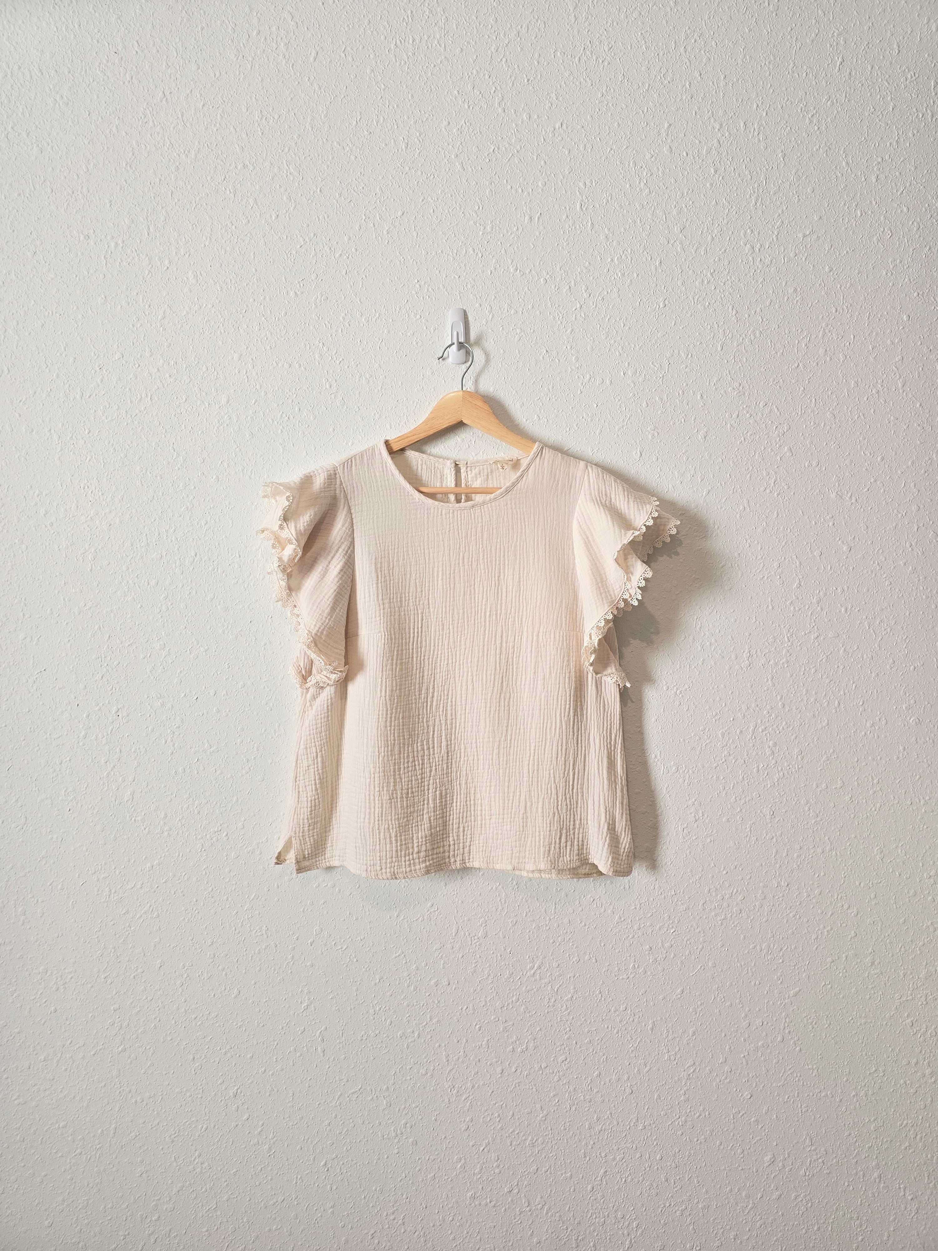 Gauze Flutter Sleeve Top (L)