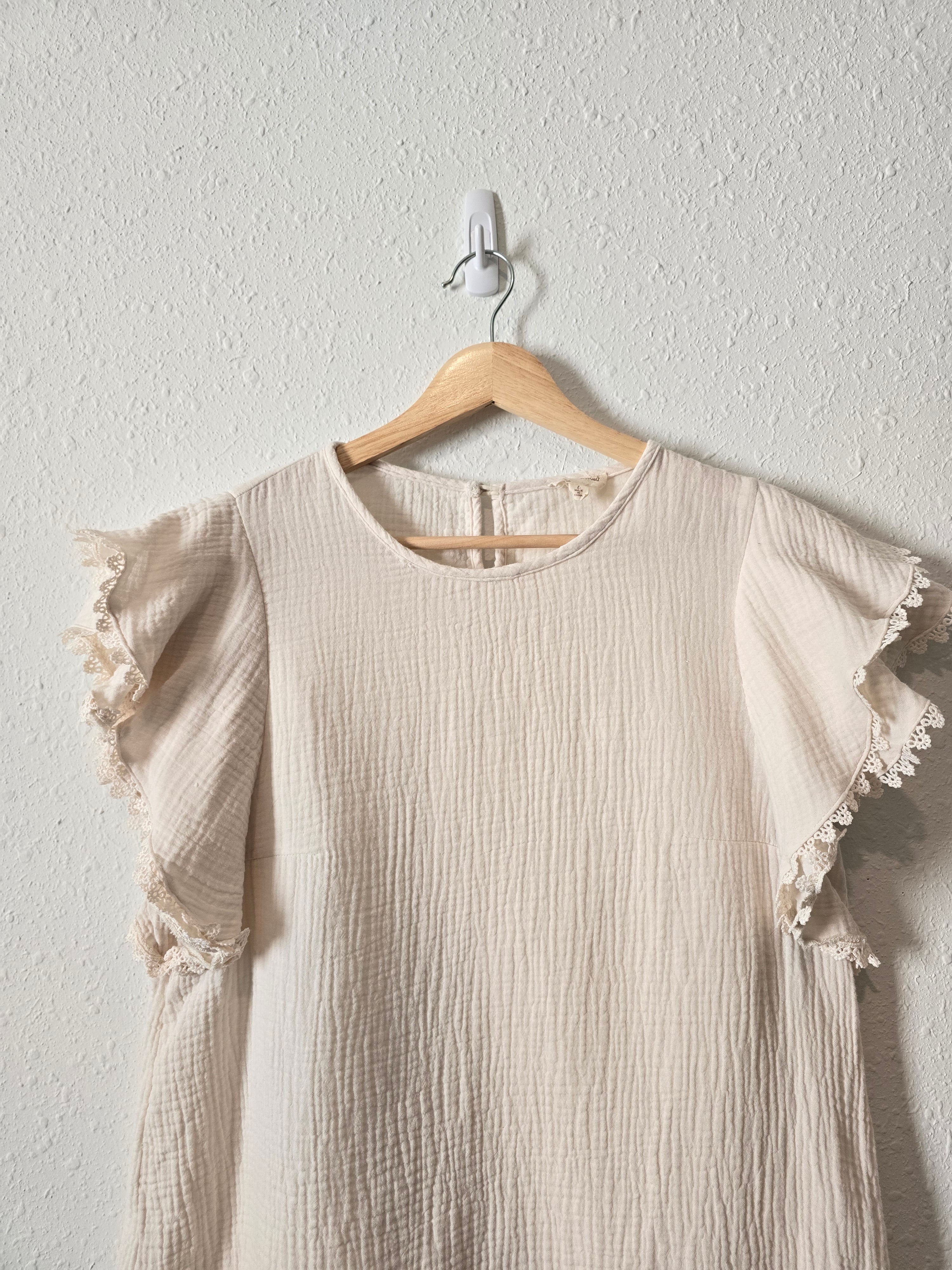 Gauze Flutter Sleeve Top (L)