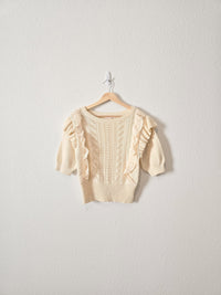 Cream Ruffle Knit Top (XS)