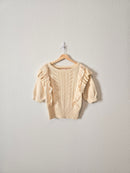 Cream Ruffle Knit Top (XS)