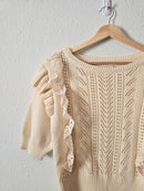 Cream Ruffle Knit Top (XS)