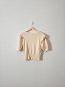 Cream Ruffle Knit Top (XS)