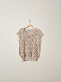 Floral Crochet Sweater Top (L)