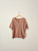 Terracotta Waffle Henley Top (M)