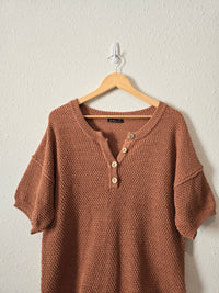 Terracotta Waffle Henley Top (M)